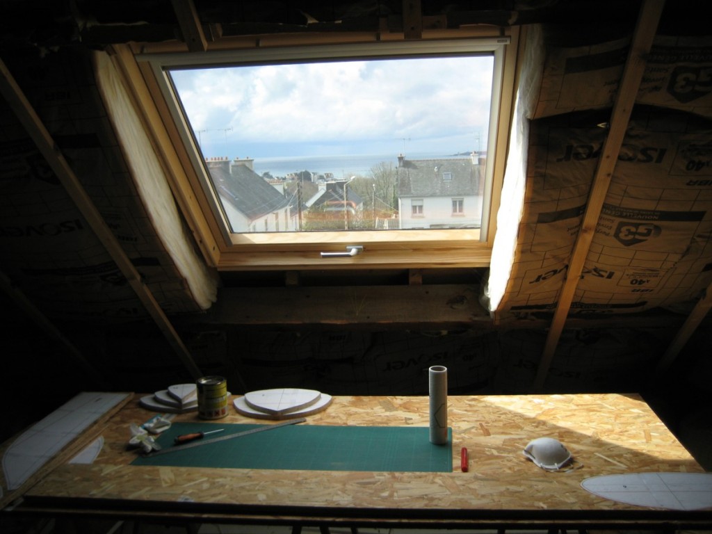 nouveau bureau pour préparer les couples, vue sur Beg Meil et la baie de Concarneau